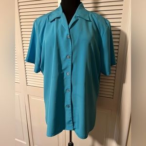 Worthington woman polyester shirt sleeve turquoise blouse shirt size 1X